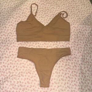 Ladies M workout swim tan bra and panty bikini set
